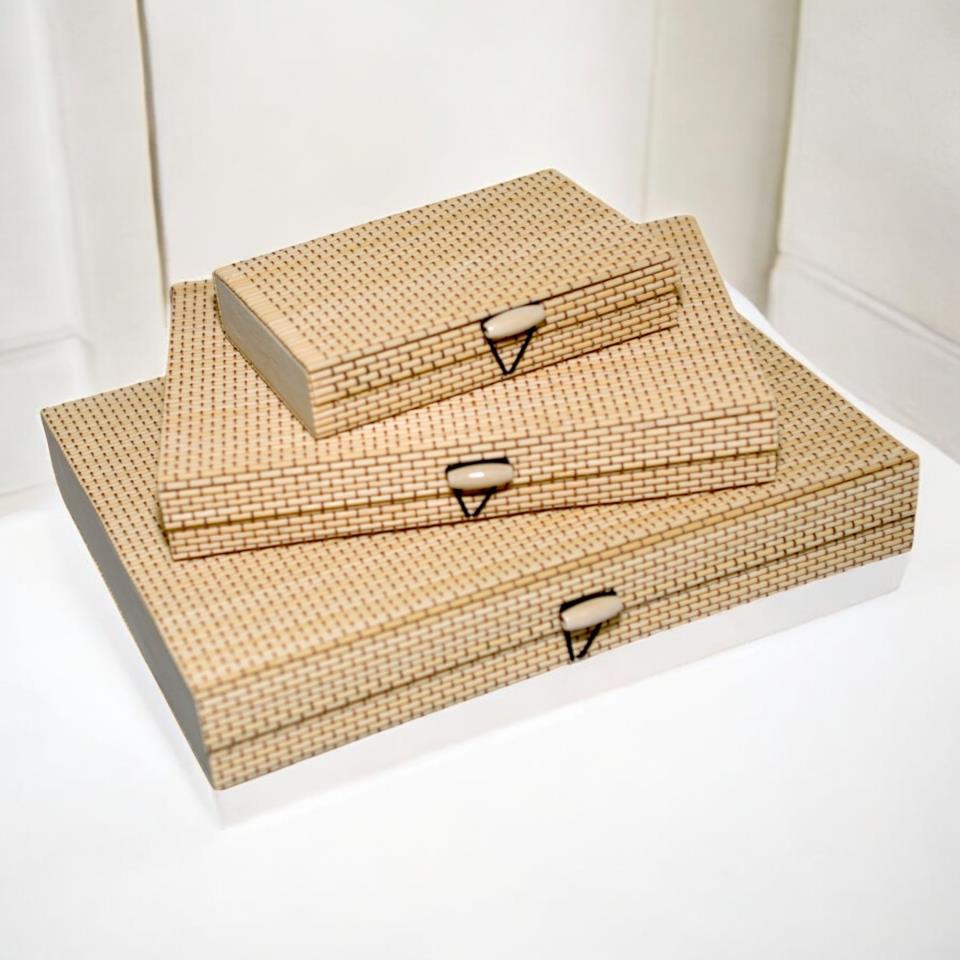 Set de 3 Cajas Bamboo + Madera - NATURAL