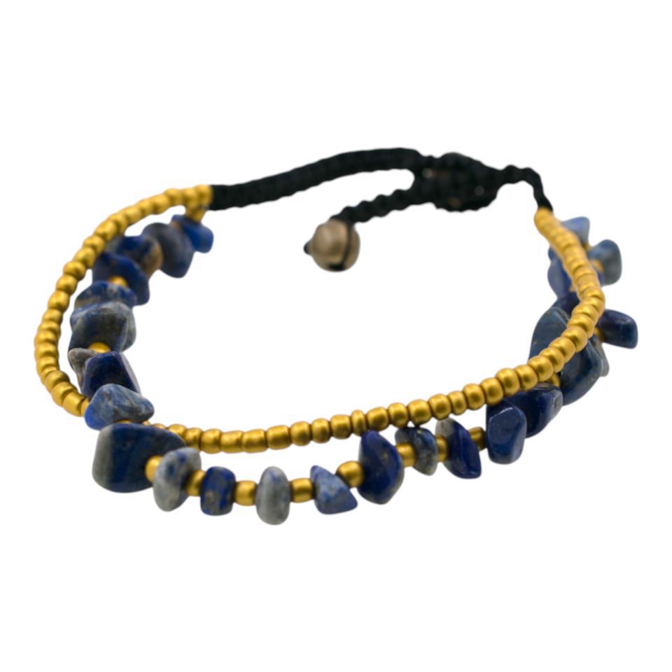Tobillera Chip Mineral Lapislazuli Cascabel REF 5