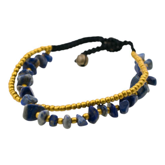 Tobillera Chip Mineral Lapislazuli Cascabel REF 5