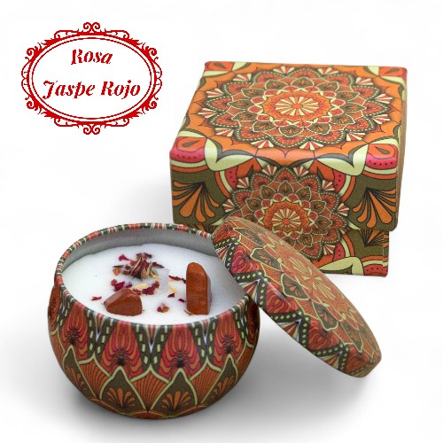 Vela Soja Aroma Lata Minerales ROSA - JASPE ROJO
