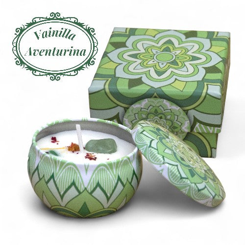 Vela Soja Aroma Lata Minerales VAINILLA - AVENTURINA