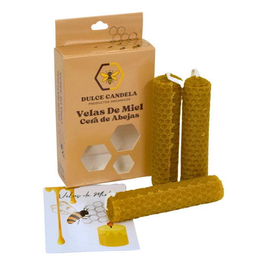 Vela bujía Miel 10cms. Pack 3 Pcs. - DULCE CANDELA