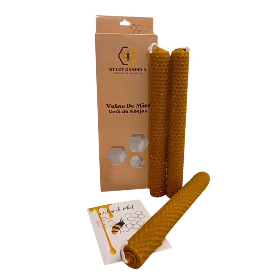Vela bujía Miel 20cms. Pack 3 Pcs. – DULCE CANDELA