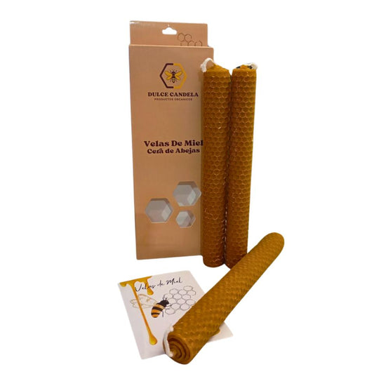 Vela bujía Miel 20cms. Pack 3 Pcs. – DULCE CANDELA