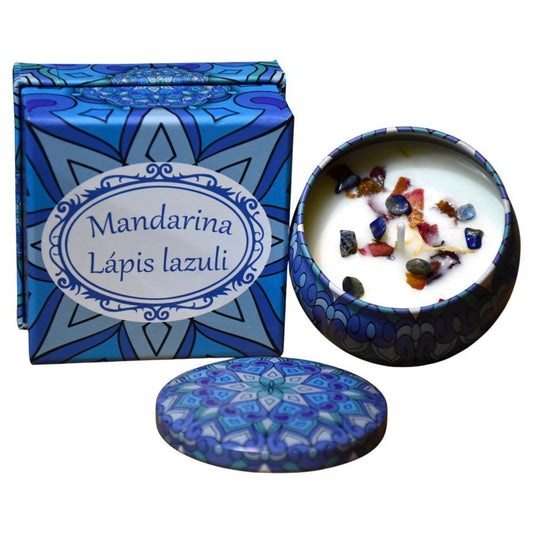 Vela Soja lata Grande aroma Mandarina con Lapislazuli