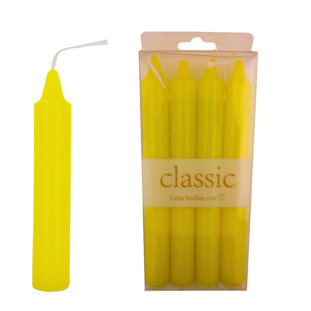 Velas bujía grande 19cm - 60g Pack4uds Amarilla