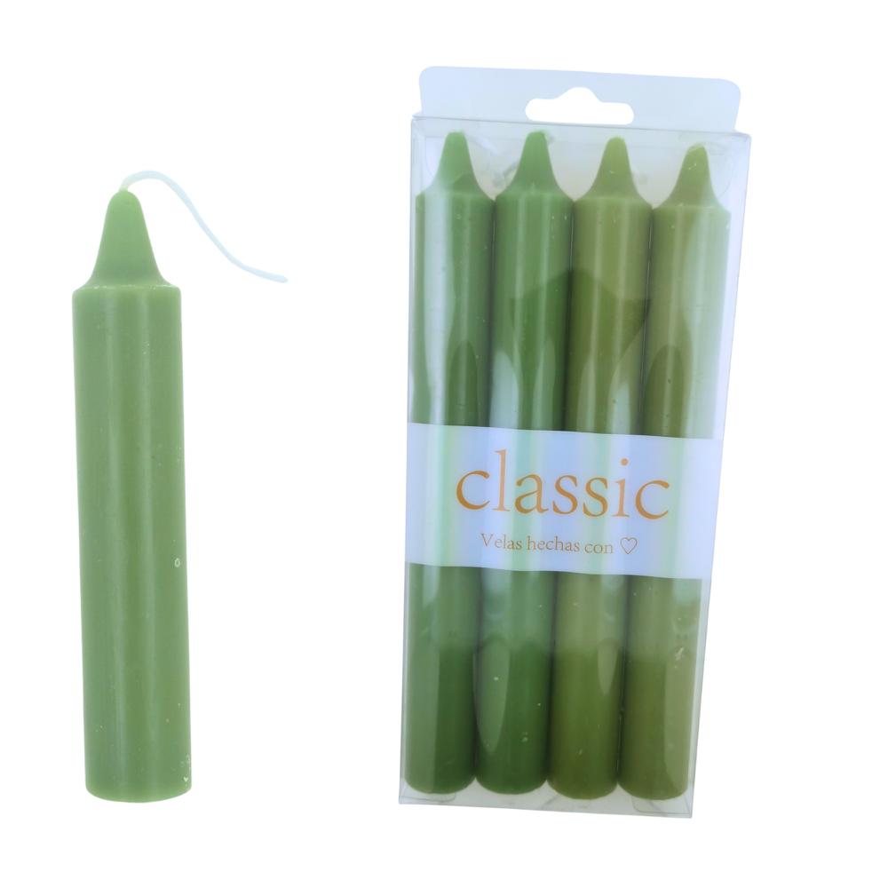Velas bujía grande 19cm - 60g Pack4uds Verde