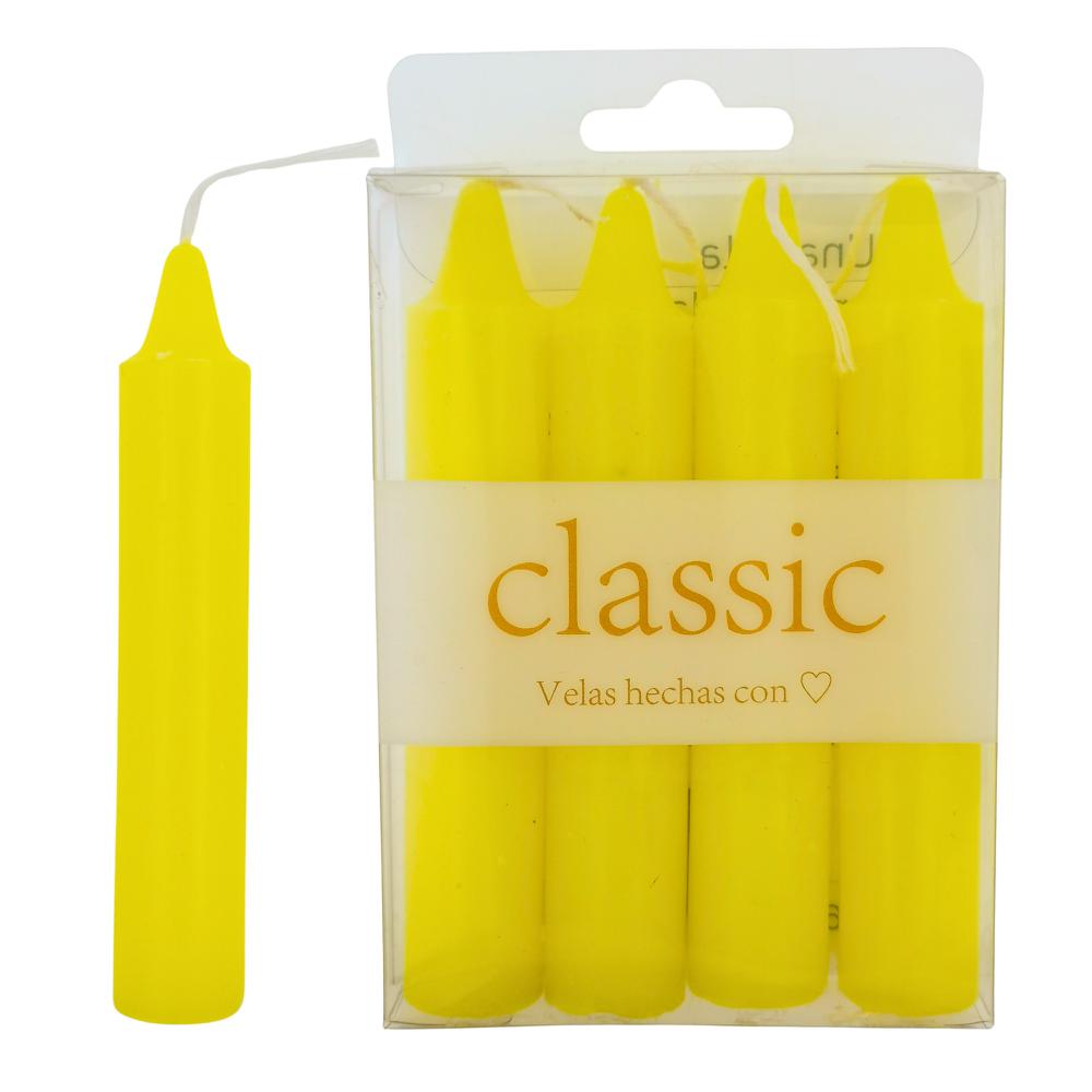 Velas bujía mediana 11cm - 28g Pack4uds Amarillo