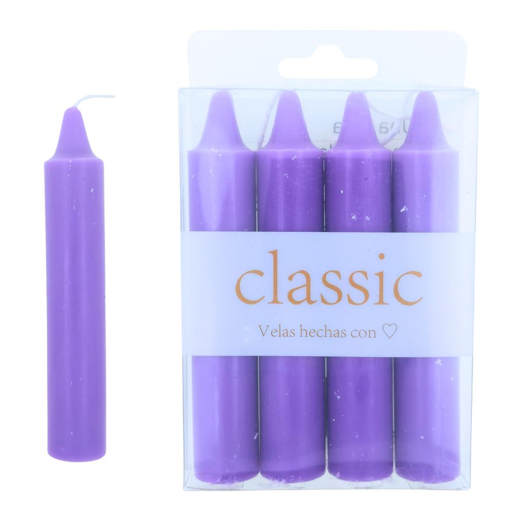 Velas bujía mediana 11cm - 28g Pack4uds Lila