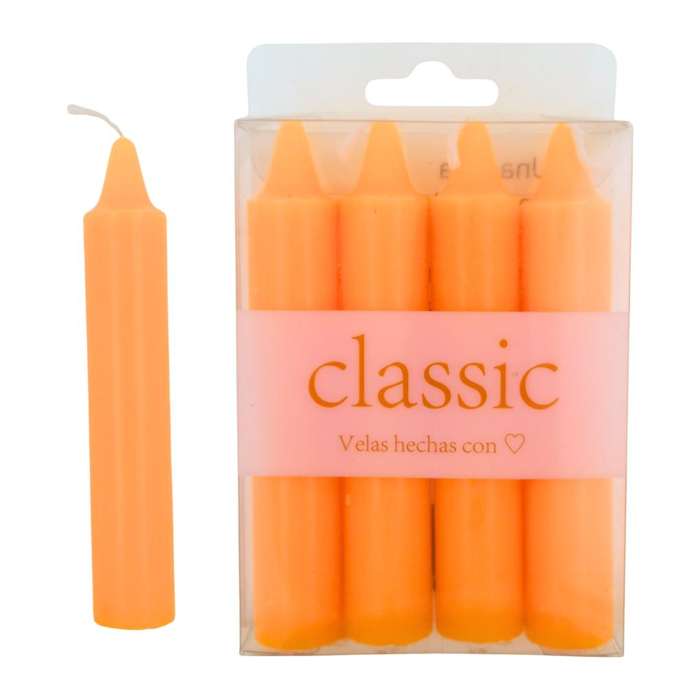 Velas bujía mediana 11cm - 28g Pack4uds Naranja