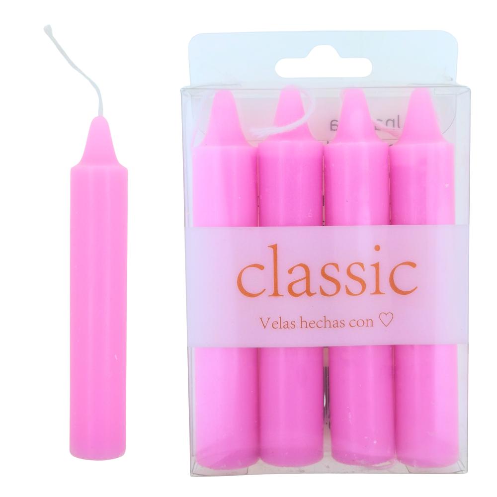 Velas bujía mediana 11cm - 28g Pack4uds Rosa Claro