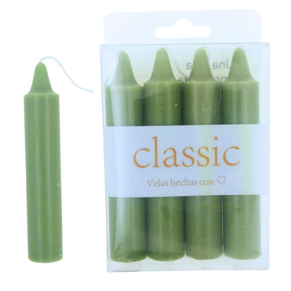 Velas bujía mediana 11cm - 28g Pack4uds Verde