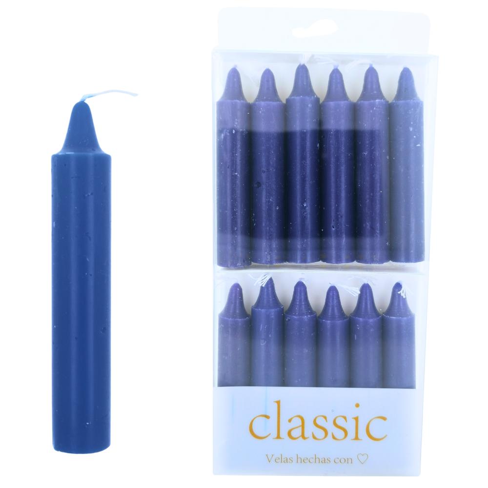 Velas bujía pequeñas 8cm - 10g Pack 12uds Azul