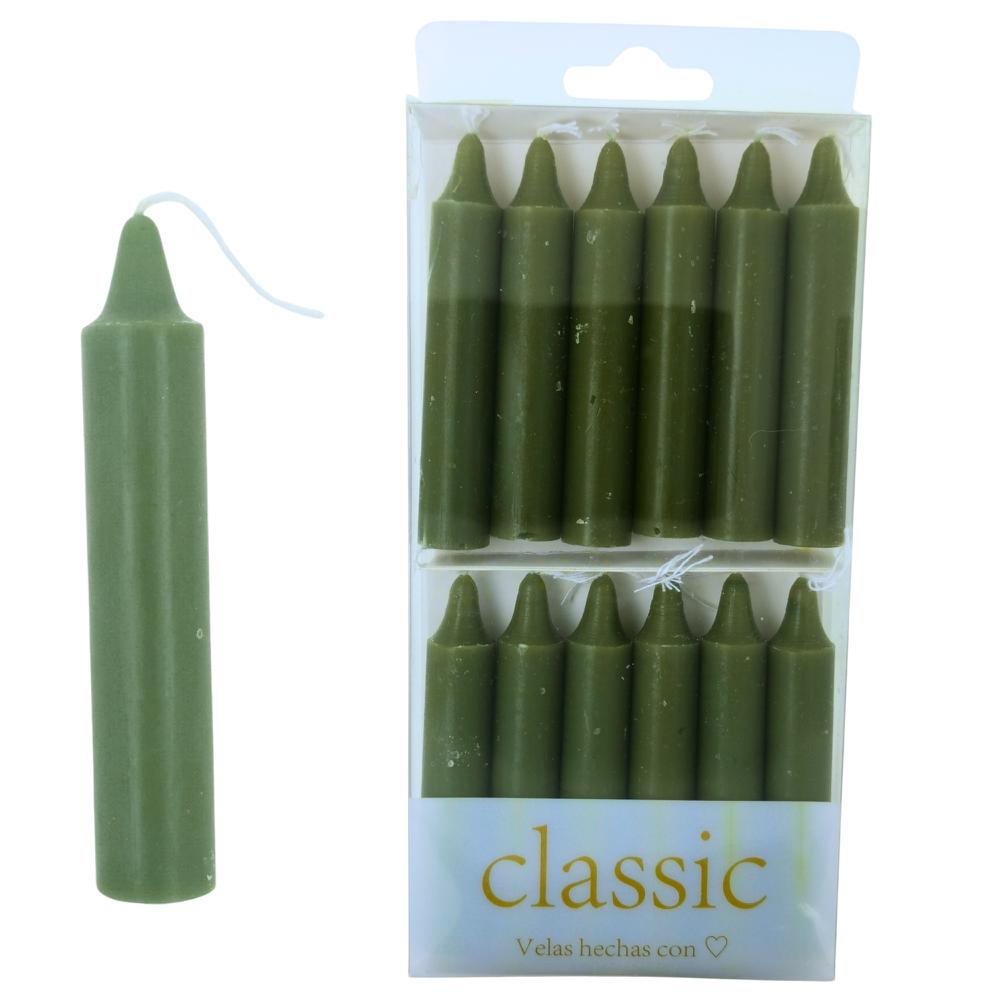 Velas bujía pequeñas 8cm - 10g Pack 12uds Verde