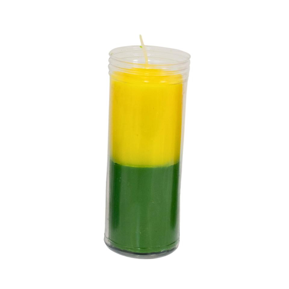 Velón Bicolor con recipiente - AMARILLO VERDE