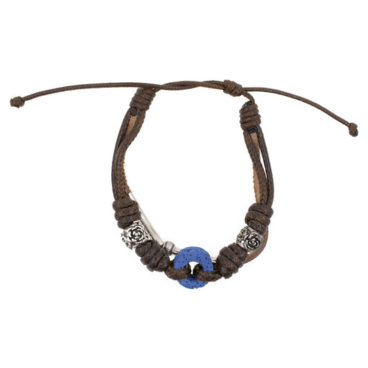 PULSERA CUERO-MACRAME-METAL DONUT