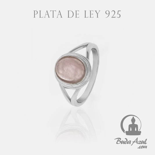 Anillo Plata de Ley 925 OVALADO MINERAL CUARZO ROSA REF. 890