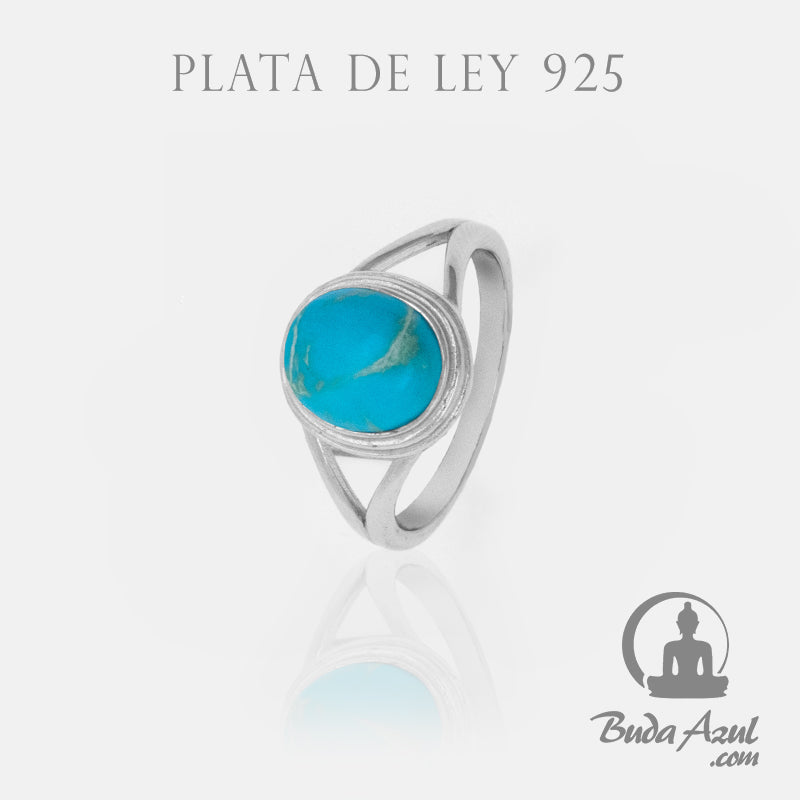 Anillo Plata de Ley 925 OVALADO MINERAL TURQUESINA REF. 890