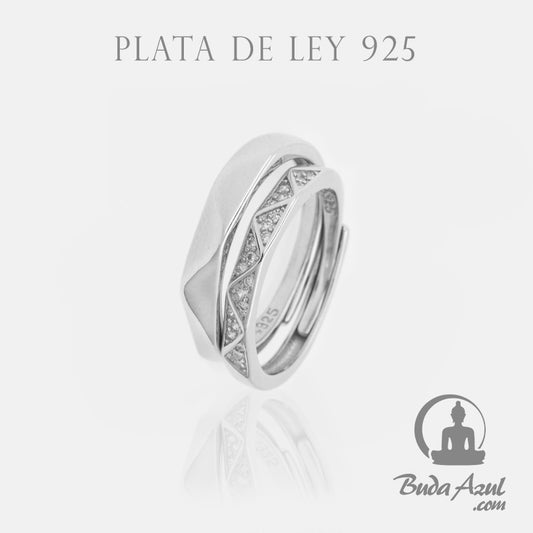 Anillo Plata de Ley 925 DOBLE ARO CIRCONITAS REF. 1190