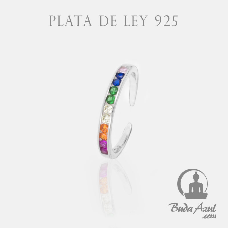 Anillo Plata de Ley 925 CIRCONITAS COLORES REF. 490
