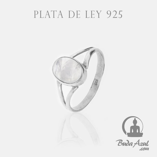 Anillo Plata de Ley 925 OVALADO PIEDRA LUNA REF. 490