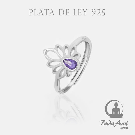 Anillo Plata de Ley 925 LOTO PIEDRA VIOLETA REF. 590
