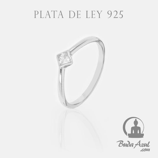 Anillo Plata de Ley 925 UNA CIRCONITA CUBO REF. 390