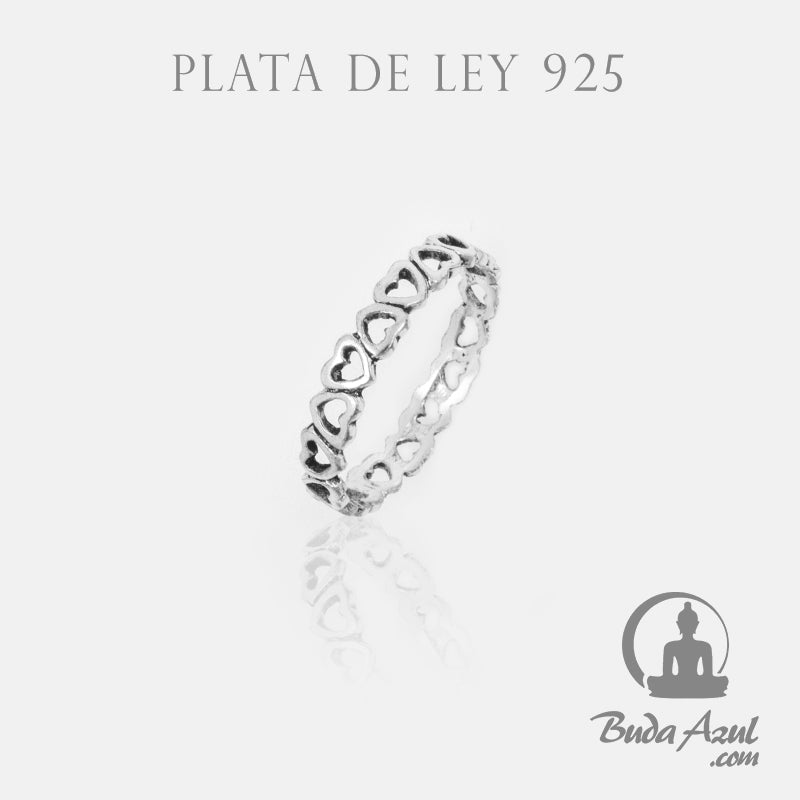 Anillo Plata de Ley 925 CORAZONES RELIEVE REF. 390