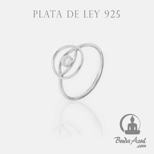 Anillo Plata de Ley 925 OJO CON PIEDRA CIRCONITA REF. 390