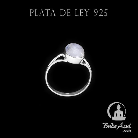 Anillo Plata de Ley 925 Piedra Luna una piedra delgado REF. 500