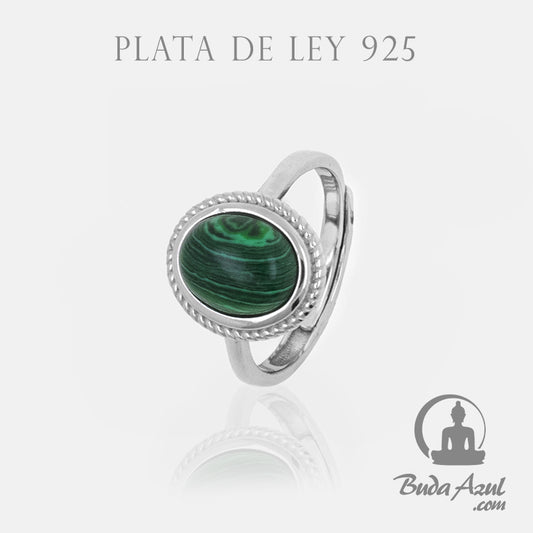 Anillo Plata de Ley 925 OVALADO MALAQUITA REF. 890
