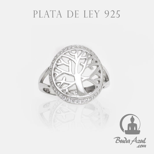 Anillo Plata de Ley 925 ARBOL DE LA VIDA CIRCONITAS REF. 990