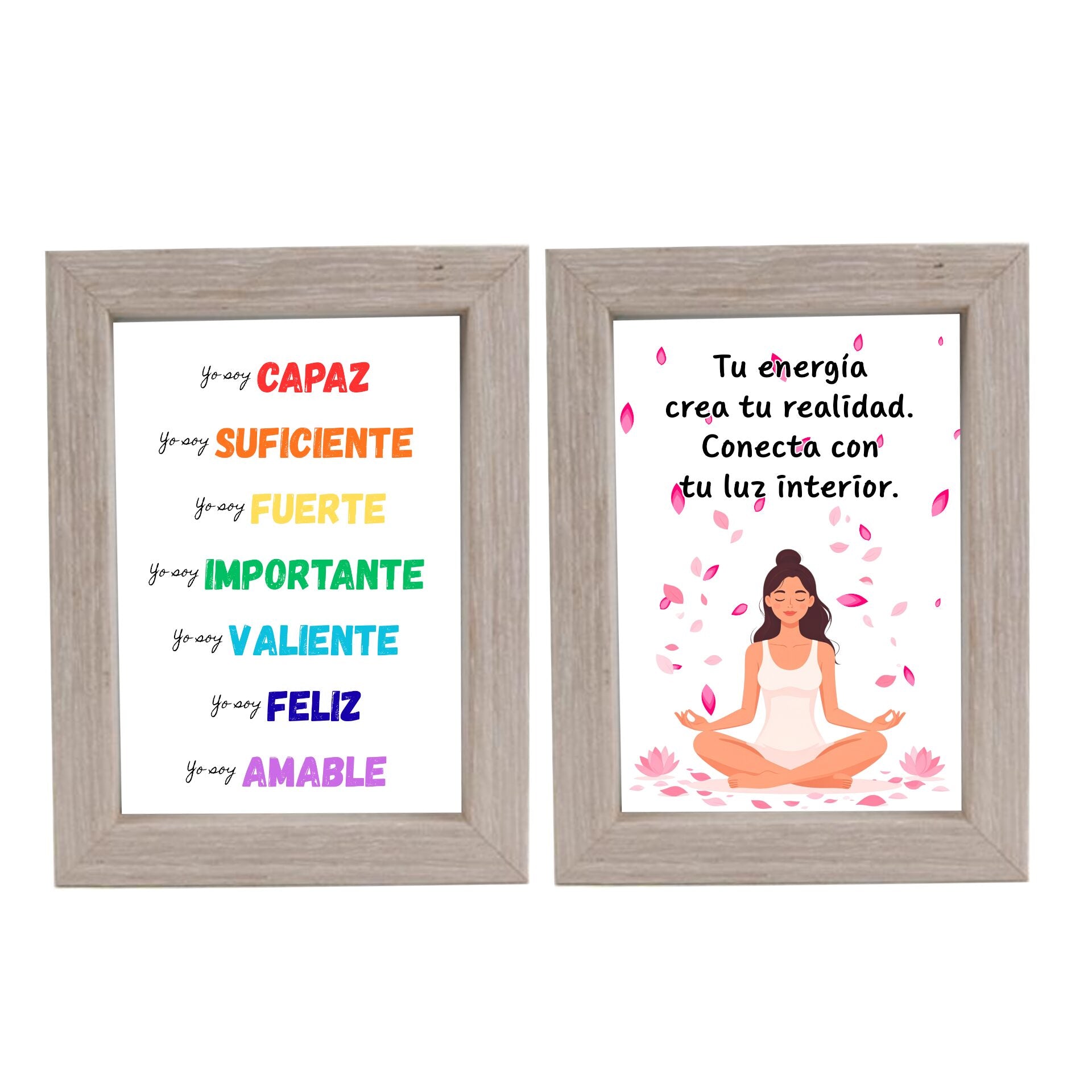 Cuadro Motivacional Doble Cara Meditación y Afirmaciones - Claro