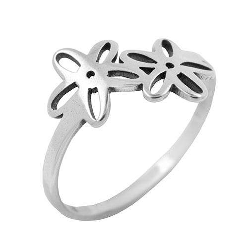 SET 12 ANILLOS DE ACERO - DOS FLORES