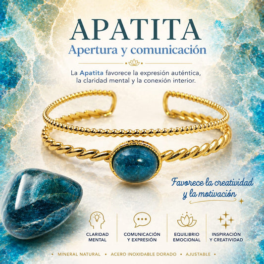 Brazalete de Apatita de Acero Inoxidable Dorado