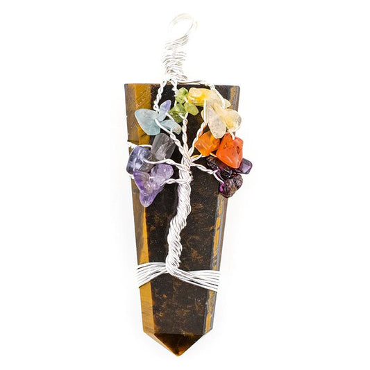 Colgante Flat OJO DE TIGRE Arbol 7 Chakras