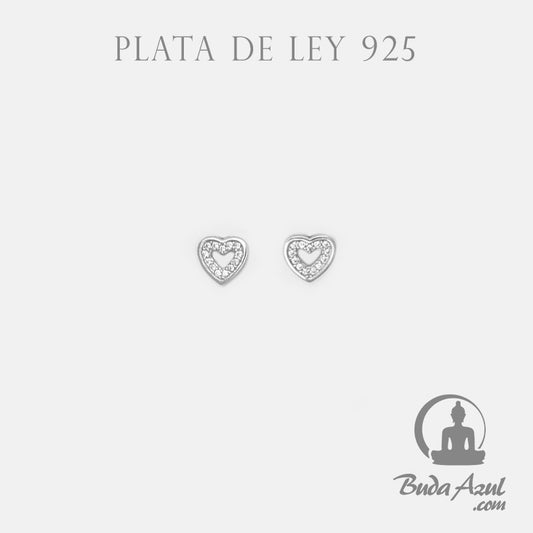 Pendientes Plata de Ley 925 CORAZON CIRCONITAS PQ. REF. 390