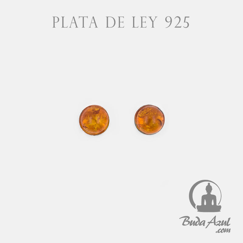 Pendientes Plata de Ley 925 AMBAR REDONDO REF. 390