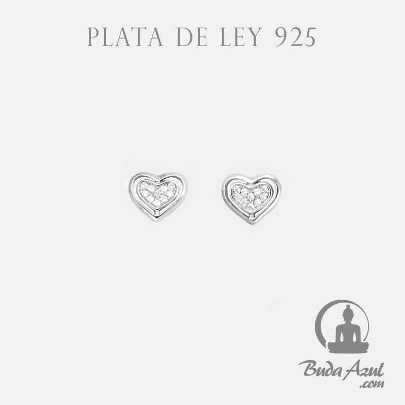 Pendientes Plata de Ley 925 CORAZON RELIEVE CIRCONITA REF. 490