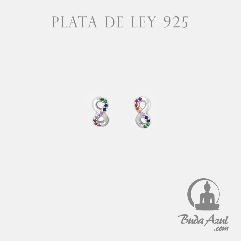 Pendientes Plata de Ley 925 INFINITO CIRCONITAS COLORES REF. 490