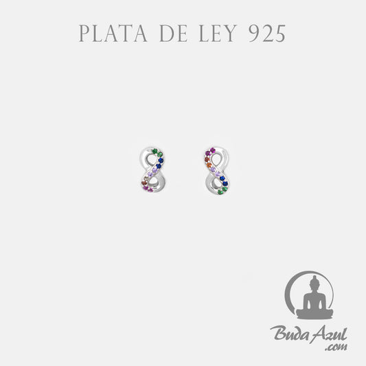 Pendientes Plata de Ley 925 INFINITO CIRCONITAS COLORES REF. 490