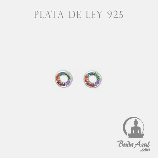 Pendientes Plata de Ley 925 RUEDA CIRCONITAS COLORES REF. 490