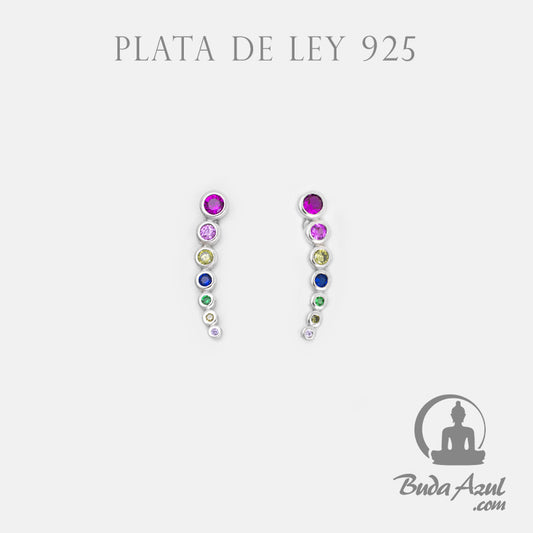 Pendientes Plata de Ley 925 CIRCULOS CIRCONITAS COLORES REF. 590