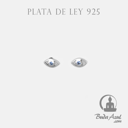 Pendientes Plata de Ley 925 OJOS CIRCONITA AZUL REF. 290