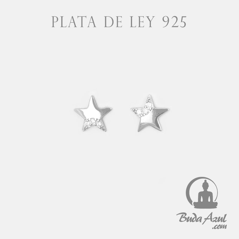 Pendientes Plata de Ley 925 ESTRELLA LISO CIRCONITAS REF. 290