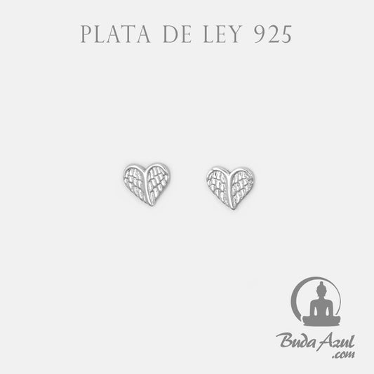 Pendientes Plata de Ley 925 CORAZON ALAS ANGEL REF. 290