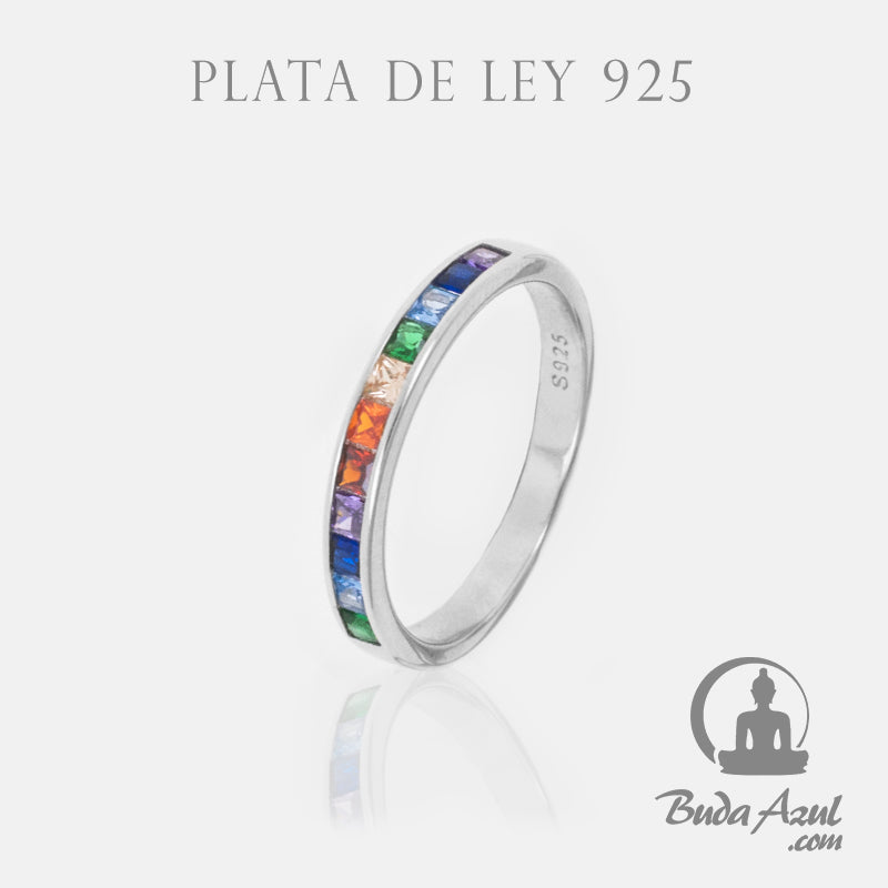 Anillo Plata de Ley 925 CIRCONITAS COLORES REF. 690