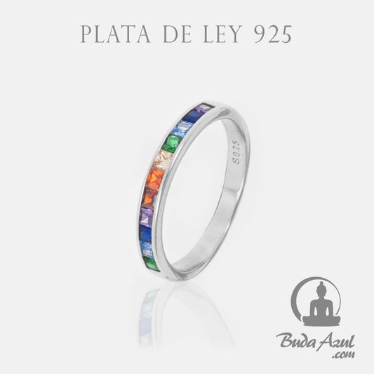 Anillo Plata de Ley 925 CIRCONITAS COLORES REF. 690