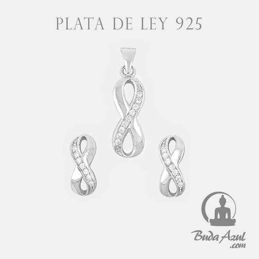 Juego Pendientes Colgante Plata de Ley 925 INFINITO CIRCONITAS REF 890