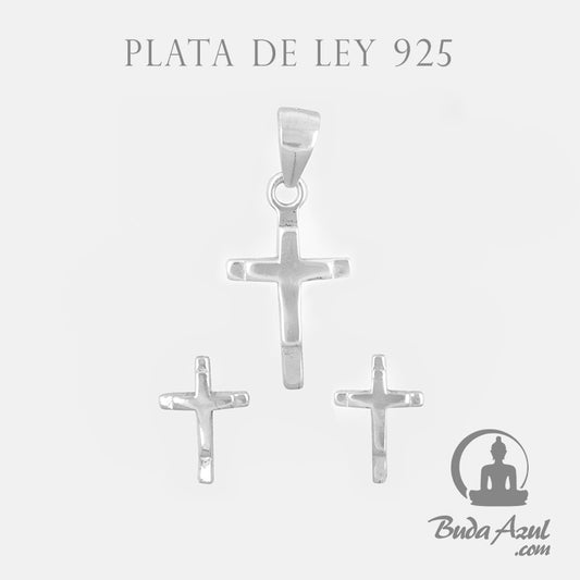 Juego Pendientes Colgante Plata de Ley 925 CRUZ REF 590